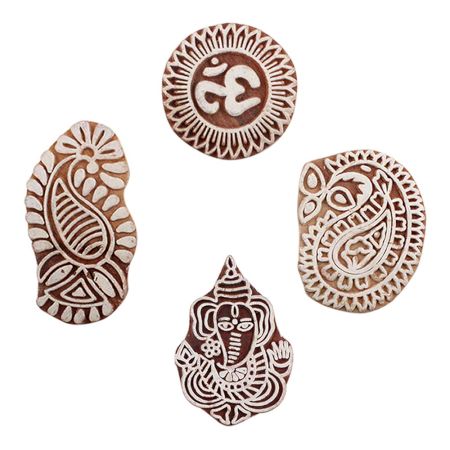 Set of 4 Piece New Mix Wooden Printing Blocks